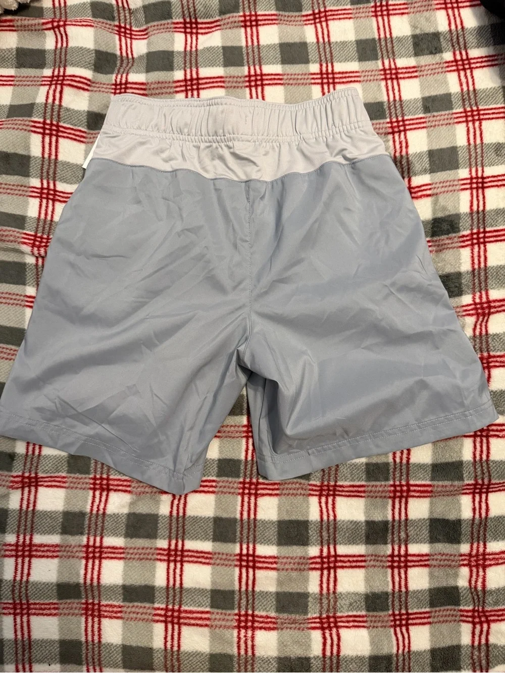 The North Face Men's Pale Blue Athletic Shorts with White Trim